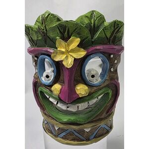 Northlight 4.5" Smiling Tiki Mask with Yellow Flower Candle Holder